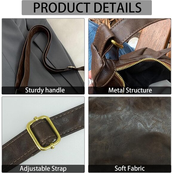 Versatile Vegan Leather Satchel - Large Capacity Shoulder Bag for Everyday Use - Picture 4 of 6